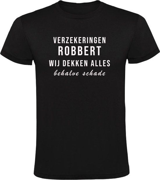 Verzekeringen Robbert Heren T-shirt - Zwart - 4XL