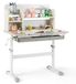 Bureau enfant réglable en hauteur avec plateau inclinable, de couleur grise