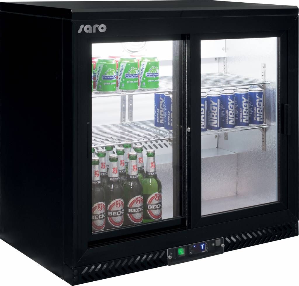 Saro Bar Koelkast Zwart met schuifdeuren
