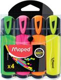 Maped Fluo'Peps Markeerstift, Beitelpunt, 4 Stuks, Verschillende Kleuren