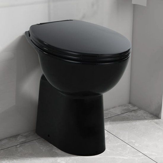 vidaXL Toilet - verhoogd - soft-close - randloos - keramiek - zwart