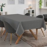 ANRO Tafelkleed Effen linnenlook Grijs 180x140cm Met sierband Afwasbaar Waterafstotend