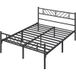 Yaheetech - Cadre de lit 140x200 cm pour adultes, grande espace, lattes modernes, noir