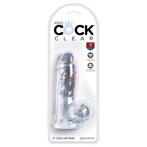 King Cock transparante dildo 13 cm met scrotum en zuignap