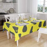 Bonamaison Tafelkleed, Anti-Mold, Sneldrogend, Waterdicht, 100% Polyester Tafellaken, Neon Geel, Rook, 140 x 160 Cm