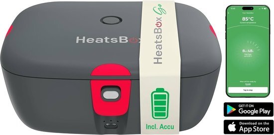 Faitron HeatsBox GO - Elektrische Lunchbox - Ingebouwde Accu - RVS - Verschillende Compartimenten - Met Smartphone App (iOS &amp; Google Play) - 220V - Voor warme maaltijden