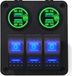 ProRide Schakelpaneel 12V voor Auto/Boot - USB Stopcontact 4 Poorten met Schakelaar - QC3.0 - PUSB1QC-G - 3 schakelaars - Groen