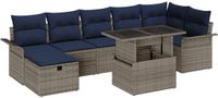 vidaXL Tuinbank Set 8-delig Grijs Polyrattan