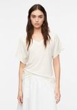 comma T-shirt V-hals Korte mouw Crème Polyester Linnen 36