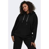 ONLY CARMAKOMA Plus Size hoodie met strass-steentjes - zwart