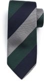Suitable Stropdas Zijde Wide Stripe Donkerblauw (navy) Groen - Streep - Heren das