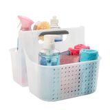 madesmart Douchetas met 2 compartimenten zachte grip voor badkamerorganisatie, plastic opslag douche Caddy emmer, groot, vorst