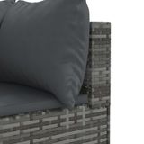 vidaXL 6-delige Loungeset met Kussens, Poly Rattan, Grijs