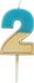 Folat Kaars Retro Cijfer 2 Blauw