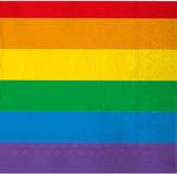 Merkloos Servetten regenboog - 80 stuks - Gekleurd - 33 x 33 cm - Papier