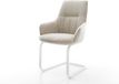 DELIFE Chaise de salle à manger Zelia-Flex avec accoudoir, tissu tissé beige