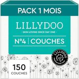 LILLYDOO Huidvriendelijke babyluiers - maat 4 (9-14 kg), maanddoos (150 stuks), veilige bescherming tegen lekken, zacht, zonder parfums en lotions voor de gevoelige huid, dermatologisch getest