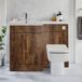 Hudson Reed meuble lavabo et combinaison WC chêne foncé, incl. toilette, réservoir dissimulé et lavabo | poignées chromées | version gauche | Cluo