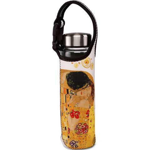 Goebel Goebel Drinkfles Gustav Klimt - "De Kus" met edelstalen deksel in individueel gedessineerde neopreen hoes, 700 ml