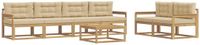 vidaXL - Bank loungeset - 6 zitplekken - Wit en Beige - Acacia Hout