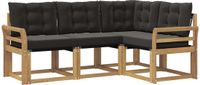 vidaXL Hoek loungeset 4 zitplaatsen Acacia hout Wit en zwart
