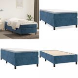 vidaXL Boxspringbedframe, donkerblauw, 90x190 cm, fluweel