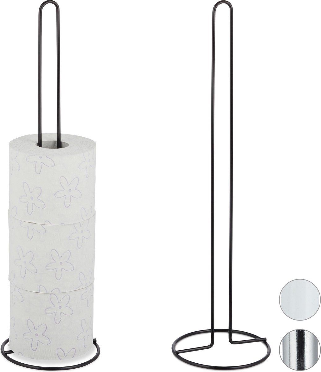 Relaxdays Reserverolhouder Set - 2 WC Rolhouders - Zwart