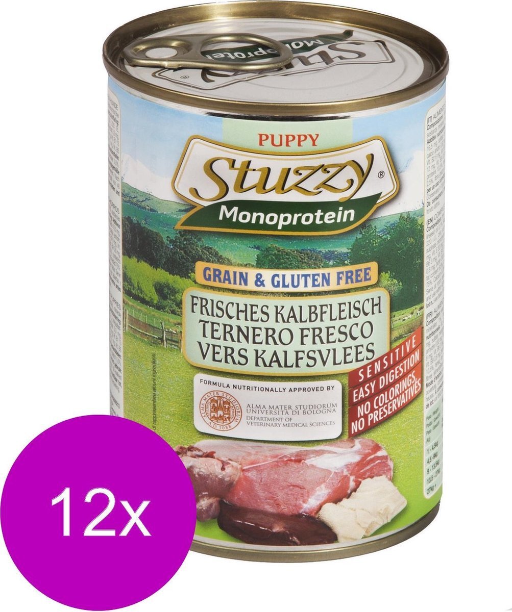 Stuzzy Blik Dog Monoprotein Puppy 400 g - Hondenvoer - 12 x Kalfsvlees