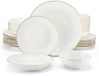 Happiq Opulent Assiettes de dîner – 8 personnes – 32 pièces – Céramique blanche – Service de table