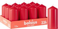 Bolsius Gladde Stompkaarsen - Rood - 12 Stuks - 12cm - 33 Branduren