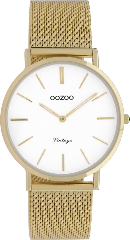 Oozoo Vintage C9910 Goudkleurig Wit Horloge 36mm