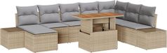 vidaXL Banc de jardin 9 pièces Beige Polyrotin