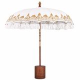 vidaXL Balinese parasol met basis Crèmekleurig Katoen