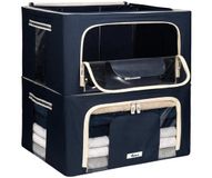 Boîte de rangement rigide pliable pour vêtements avec fermeture éclair, Bleu