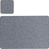 Zeller Placemats en onderzetters - set 4x - grijs - vilt - 45 x 30 cm