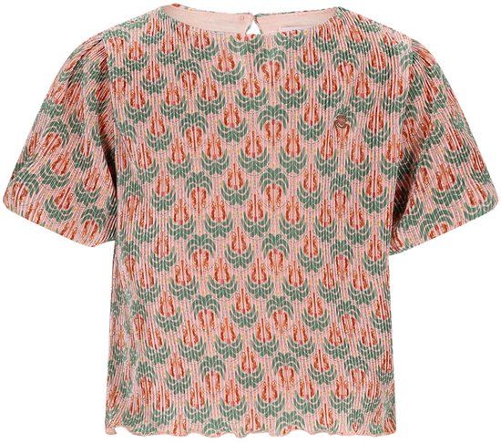 NONO Tish AOP Plisee Top balloon sleeve Sage Green Maat 122-128