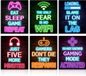 Famanu – Neon gaming posters set van 6 (8x10 inch) – gamerkamer tiener – zonder lijst – wanddecoratie