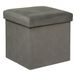 Atmosphera Pouf/tabouret/hocker Amber - Boîte de rangement pliable - velours Gris foncé - D38 x H38 cm - MDF/polyester
