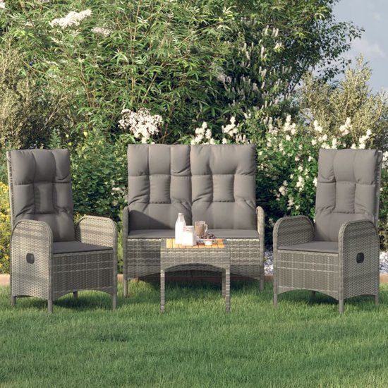 The Living Store Loungeset Acacia - Grijs - Rattan - 2-zits