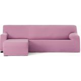 ECOMMERC3 Bankhoes voor chaise longue, kort hoekdeel links, bi-elastisch, ademend, chaise longue-hoes, roze, met elastieken en schuimstof, bescherming tegen slijtage