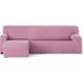 ECOMMERC3 Bankhoes voor chaise longue, kort hoekdeel links, bi-elastisch, ademend, chaise longue-hoes, roze, met elastieken en schuimstof, bescherming tegen slijtage