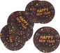Bellatio Decorations Happy New Year Onderzetters/Bierviltjes - 50 stuks - Papier - Rond - Multi