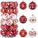 vidaXL Set de boules de Noël - 30 pièces - Rouge et Blanc - Ø 6 cm - Plastique
