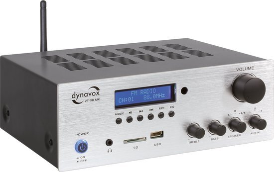 Dynavox vt-80mk stereo versterker met bluetooth en tuner zilver