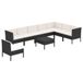 vidaXL 9-delige Loungeset met kussens poly rattan zwart