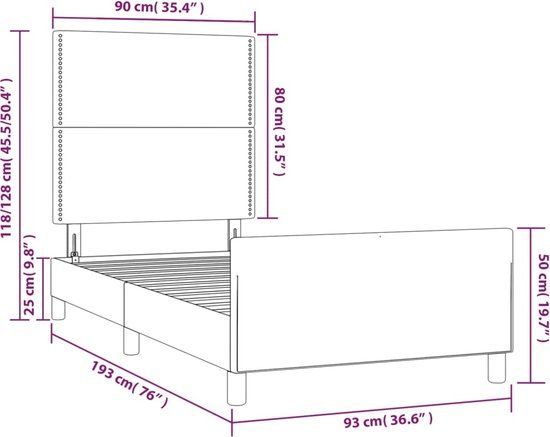 vidaXL Bedframe zonder matras 90x190 cm stof taupe