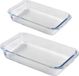 Chef Traiteur Plat à four Set 2 pièces - Rectangulaire - Verre - 0,8L et 1,6L