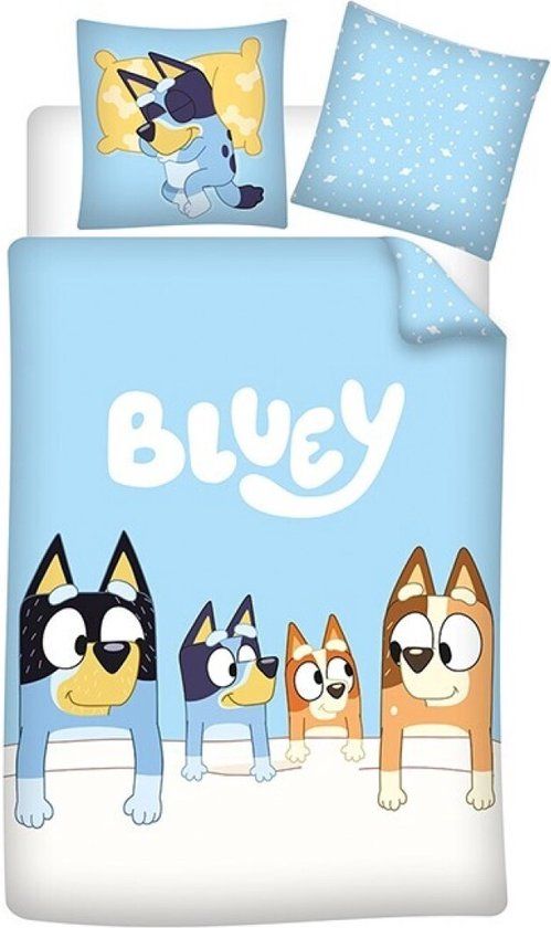 arlis Bluey Dekbedovertrek, Night Time - Eenpersoons - 140 x 200 + 65 x 65 cm - Polycotton