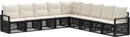 vidaXL Banc de jardin - Set - 9 places assises - Noir - Polyrotin