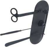 Accessoires set kaarsen - Trimmer de mèche - Onderhoud kaarsen - Acier inoxydable - 4 pièces - Noir
